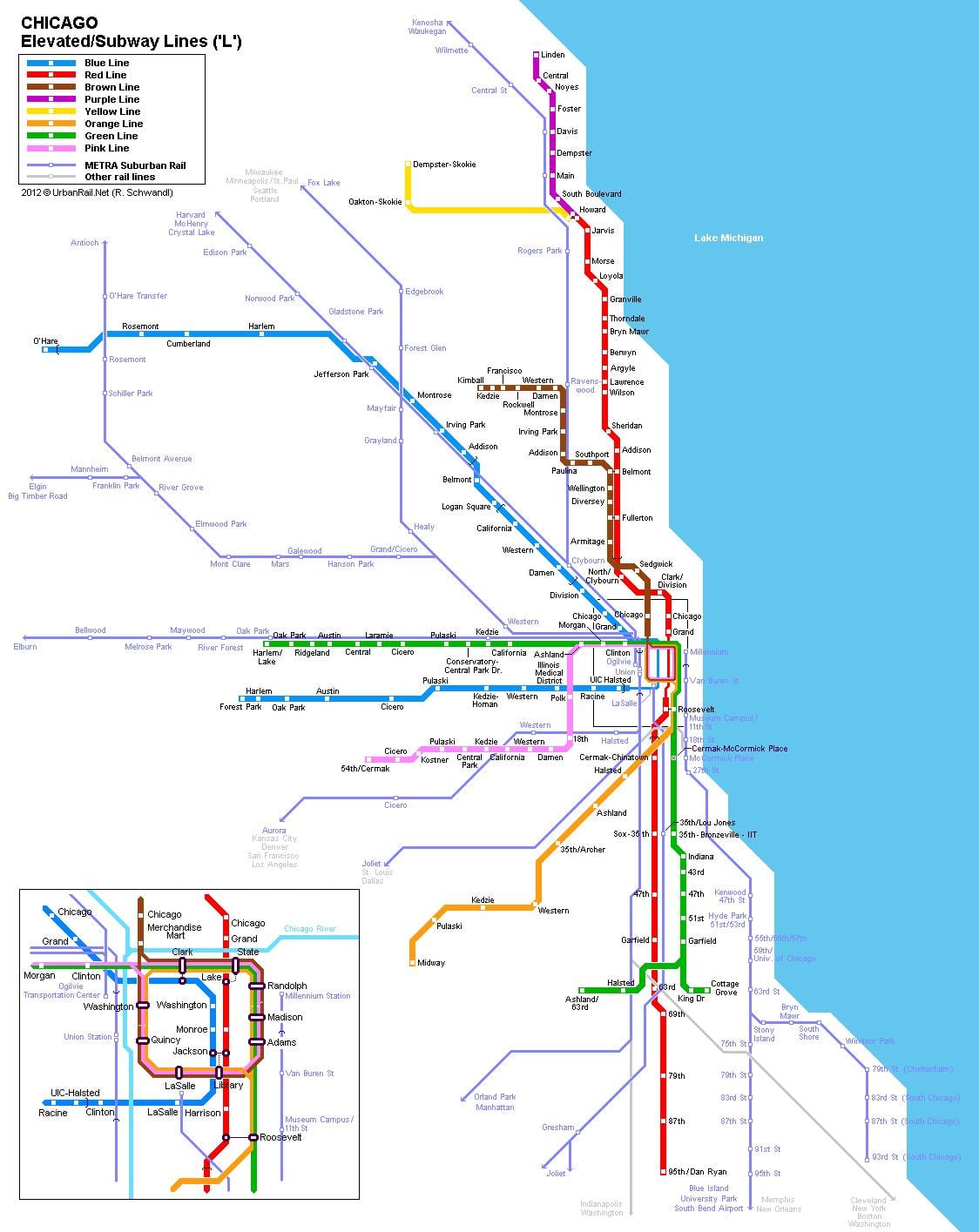 Станице метроа Chicago мапи