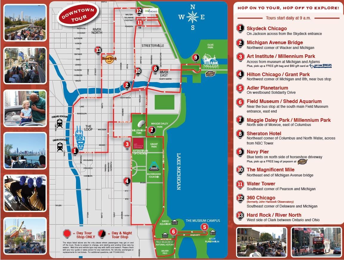 хоп-хоп-офф тоур у Чикагу мапи
