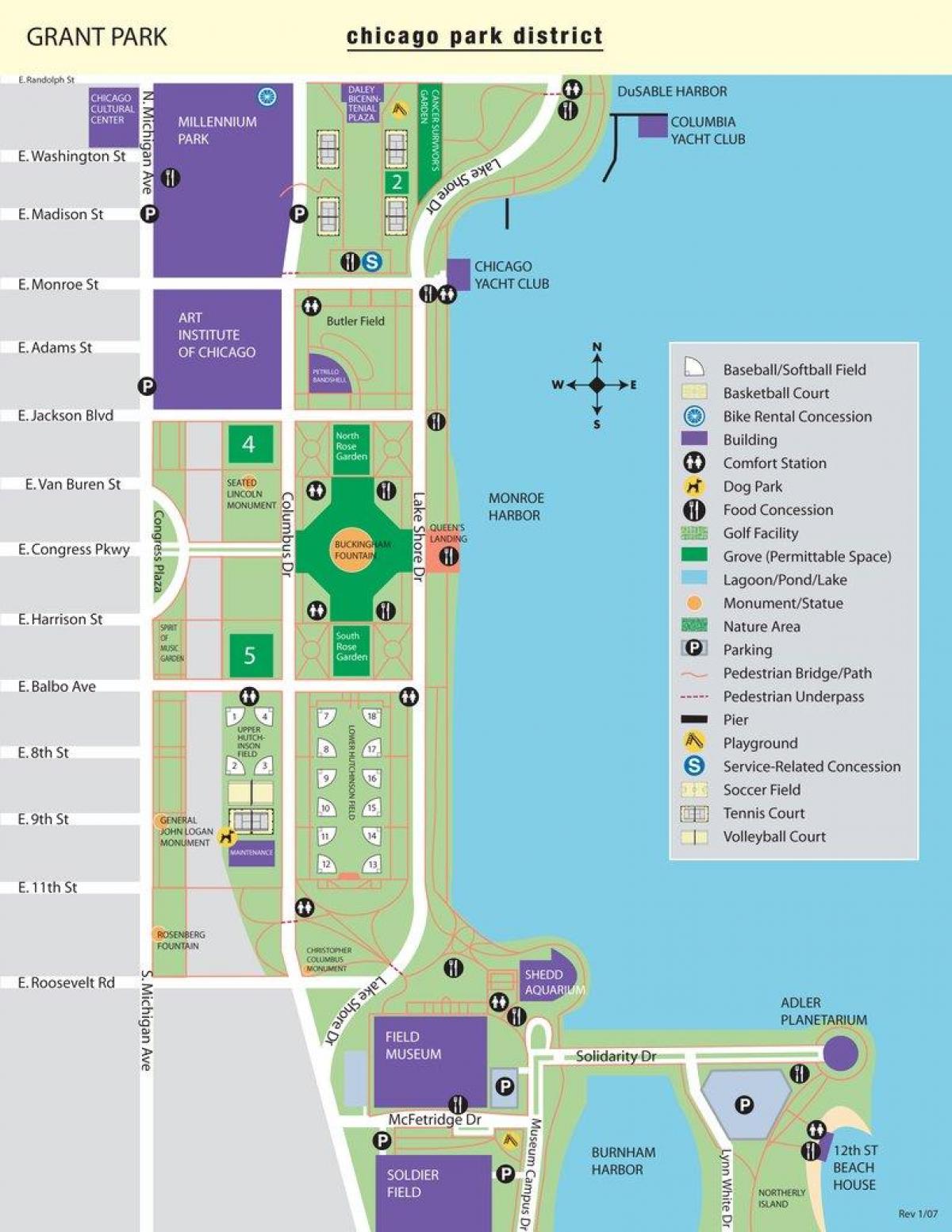 карта Грант парку у Чикагу