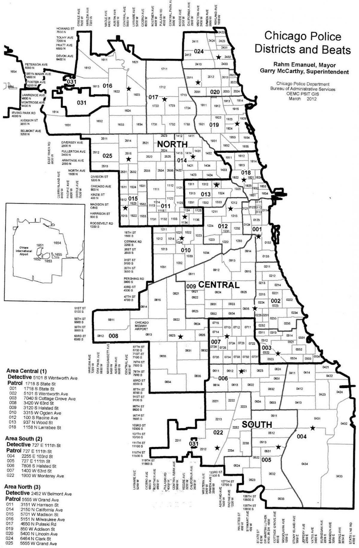 полицијске канцеларије на мапи Чикагу