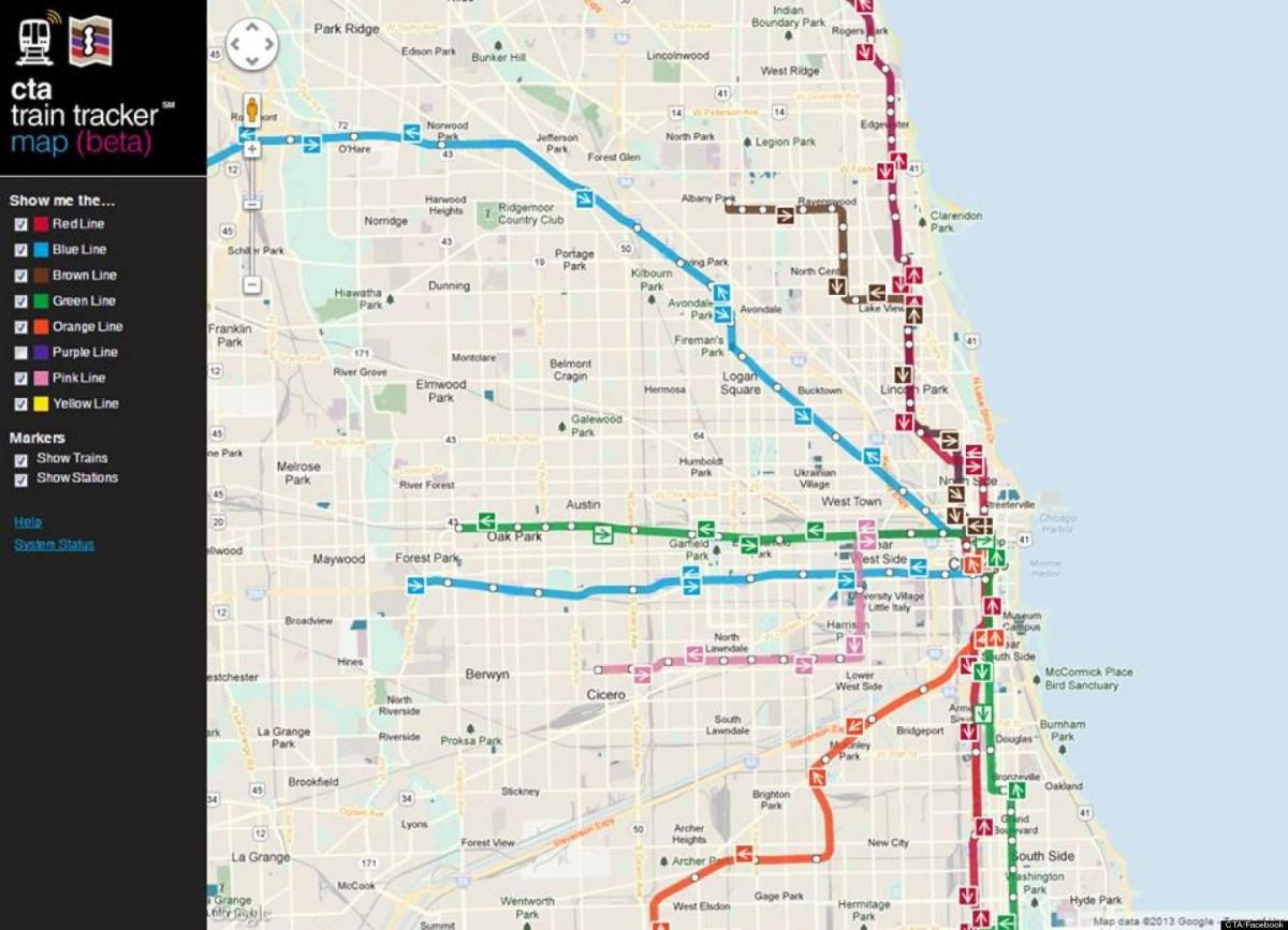 Чикаго јавног превоза мапи