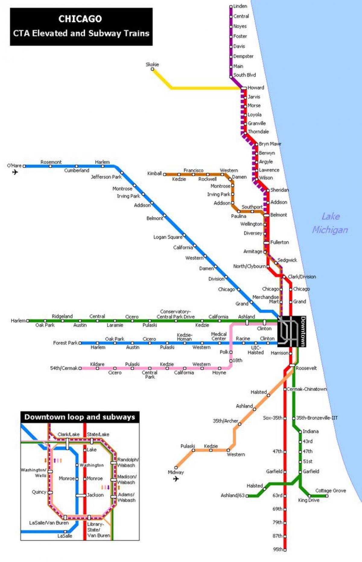 карта метро Чикагу