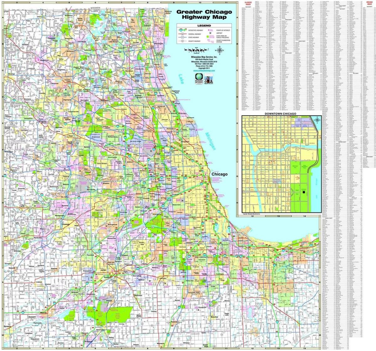 карта аутопутева Чикагу