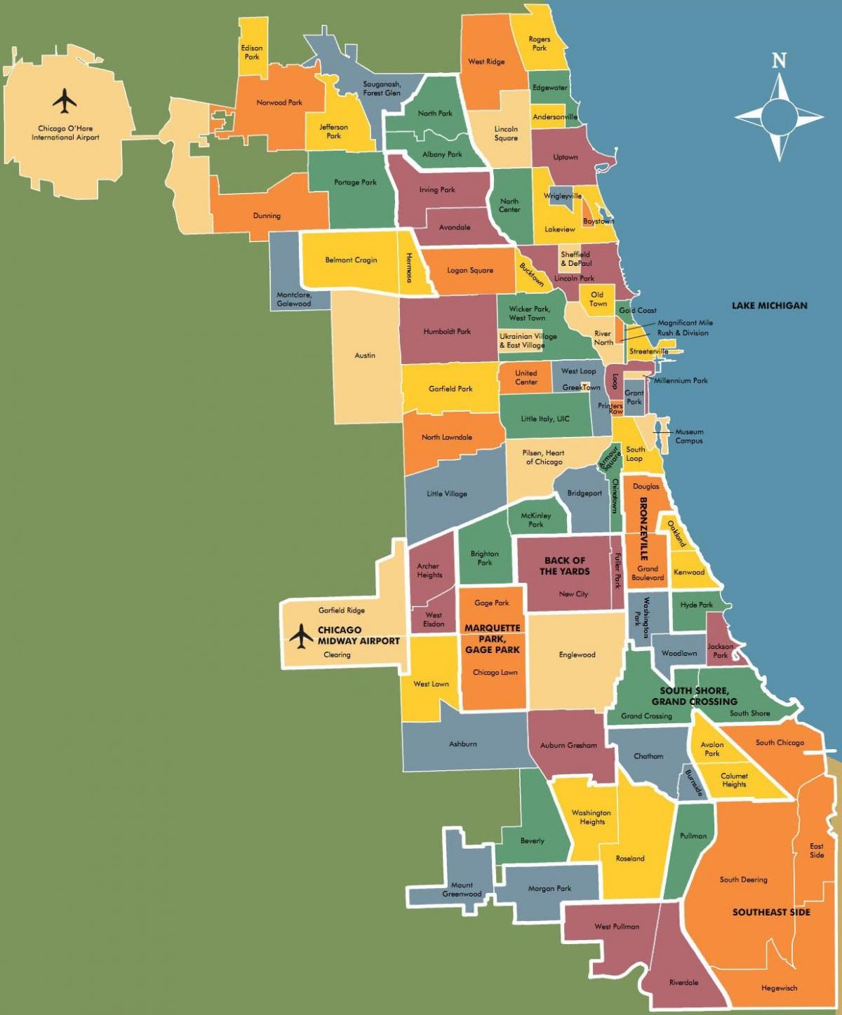 мапа насеља у Чикагу