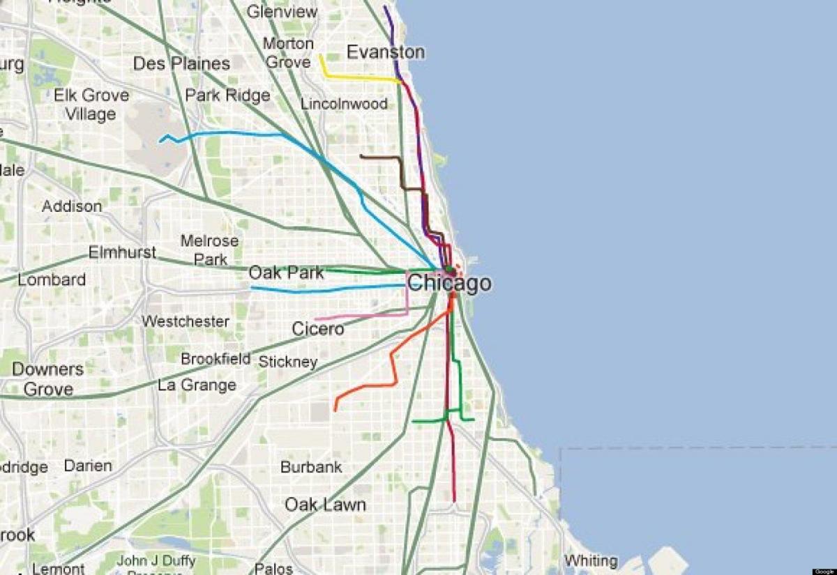 Чикаго плаве линије железничке карте