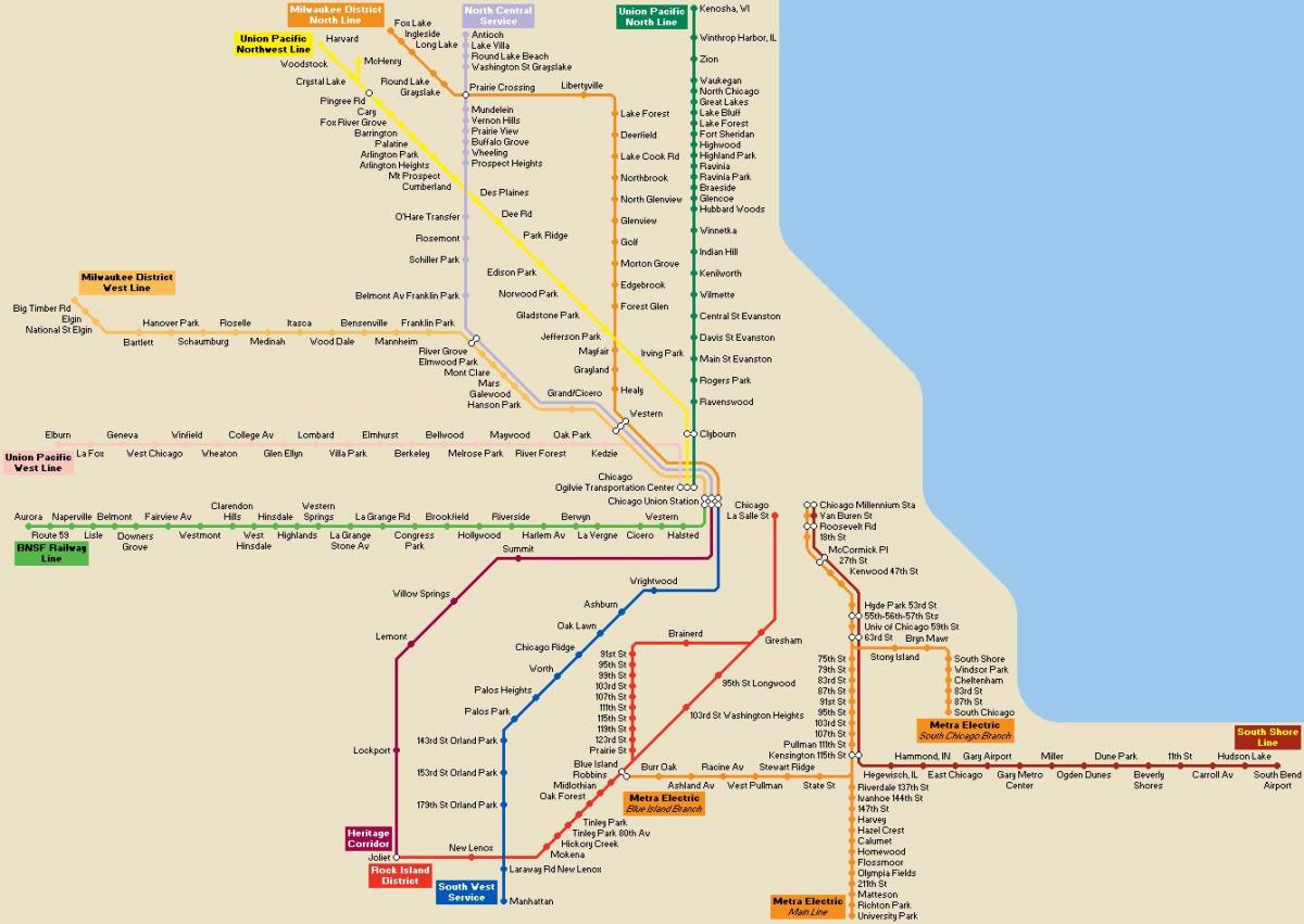 Чикаго јавног превоза мапи