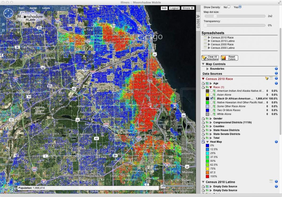 Чикаго вруће тачке снимања мапи