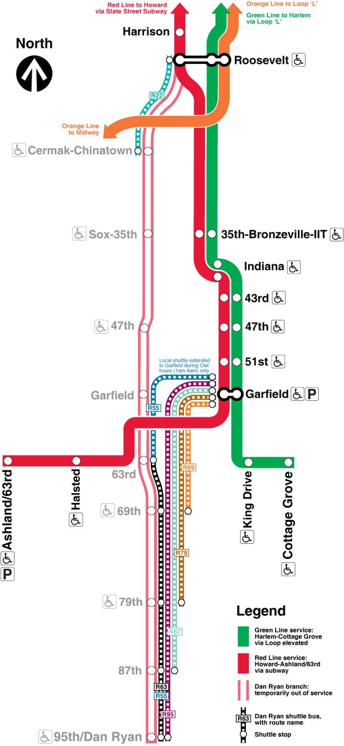 Чикаго цта црвена линија мапи