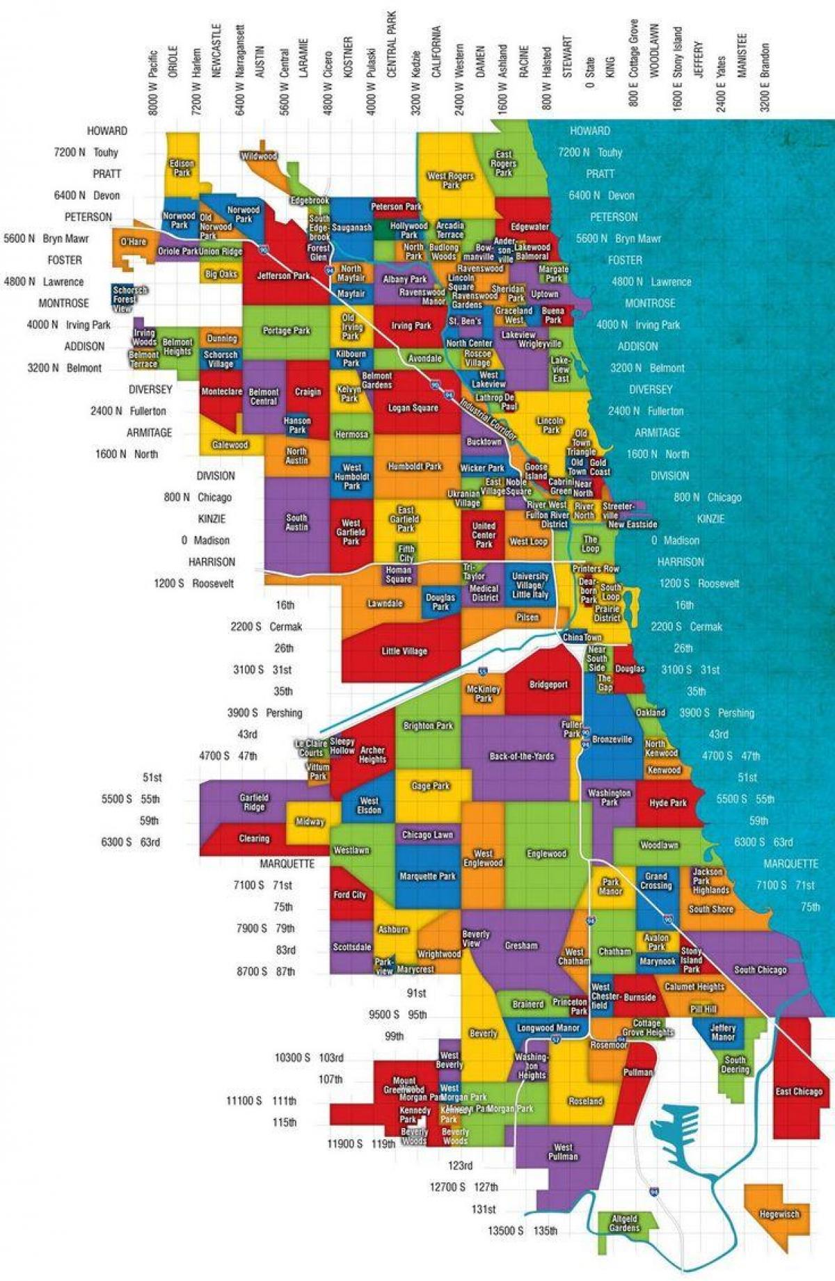 карта Чикагу и предграђа