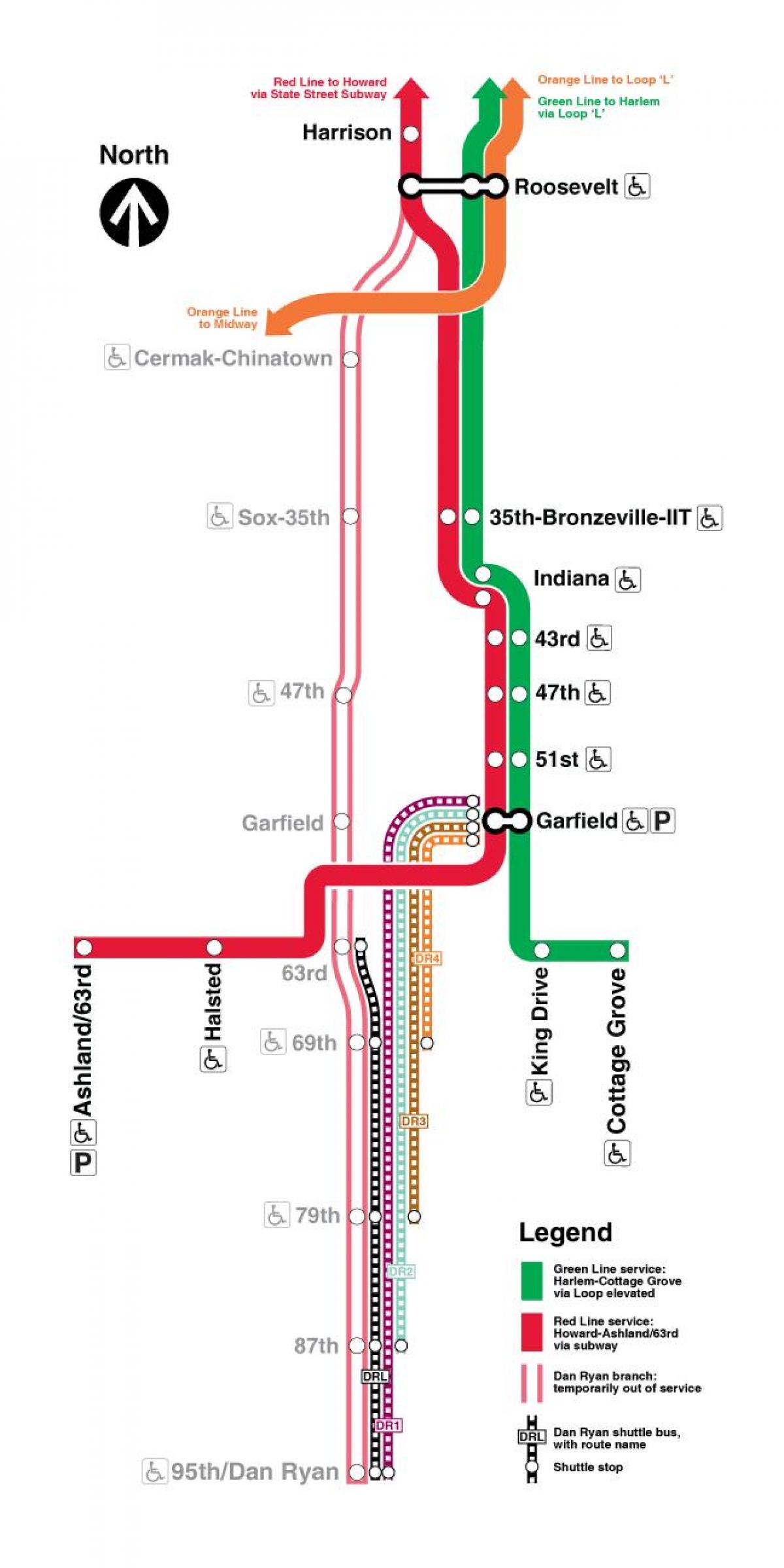 Чикаго возу на мапи црвеном линијом