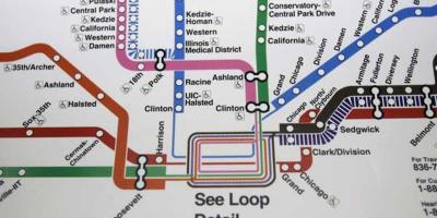 Чикаго карта метро плаве линије