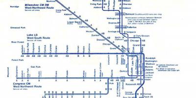 Карта плава линија Чикагу